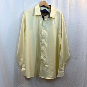 Flex Men's Luxury Silk Dress Shirt, Made in Italy, Pale Yellow Size L